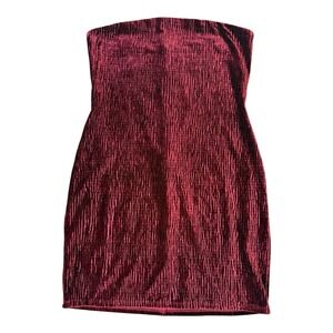 Naked Wardrobe Bodycon Dress Velvet‎ Strapless Wine Red Party XL NWT